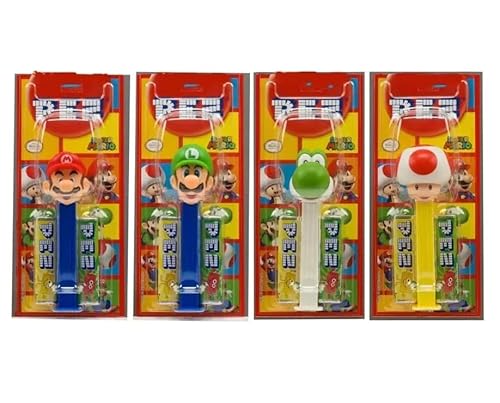 Zeus Party Caramelle Pez Con Dispenser A Tema Super Mario - 4 Porta Caramelle Con Mario Luigi E Altri Personaggi Del Mondo Super Mario
