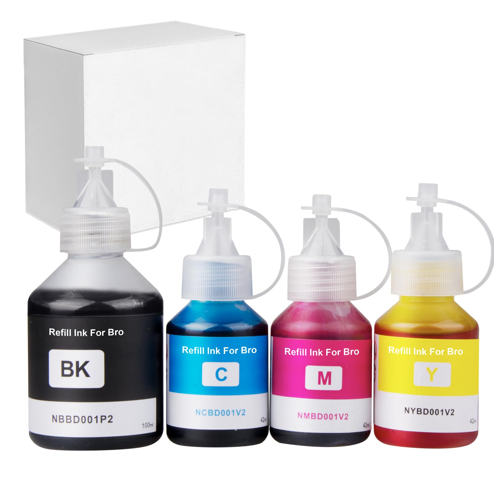 DCPT300 Refill Dye Ink for Brother DCPT300/T500W/T700/BT6000/BT5000 Inkjet Printer(Black Cyan Magenta Yellow) BK 100ML Color 42ml