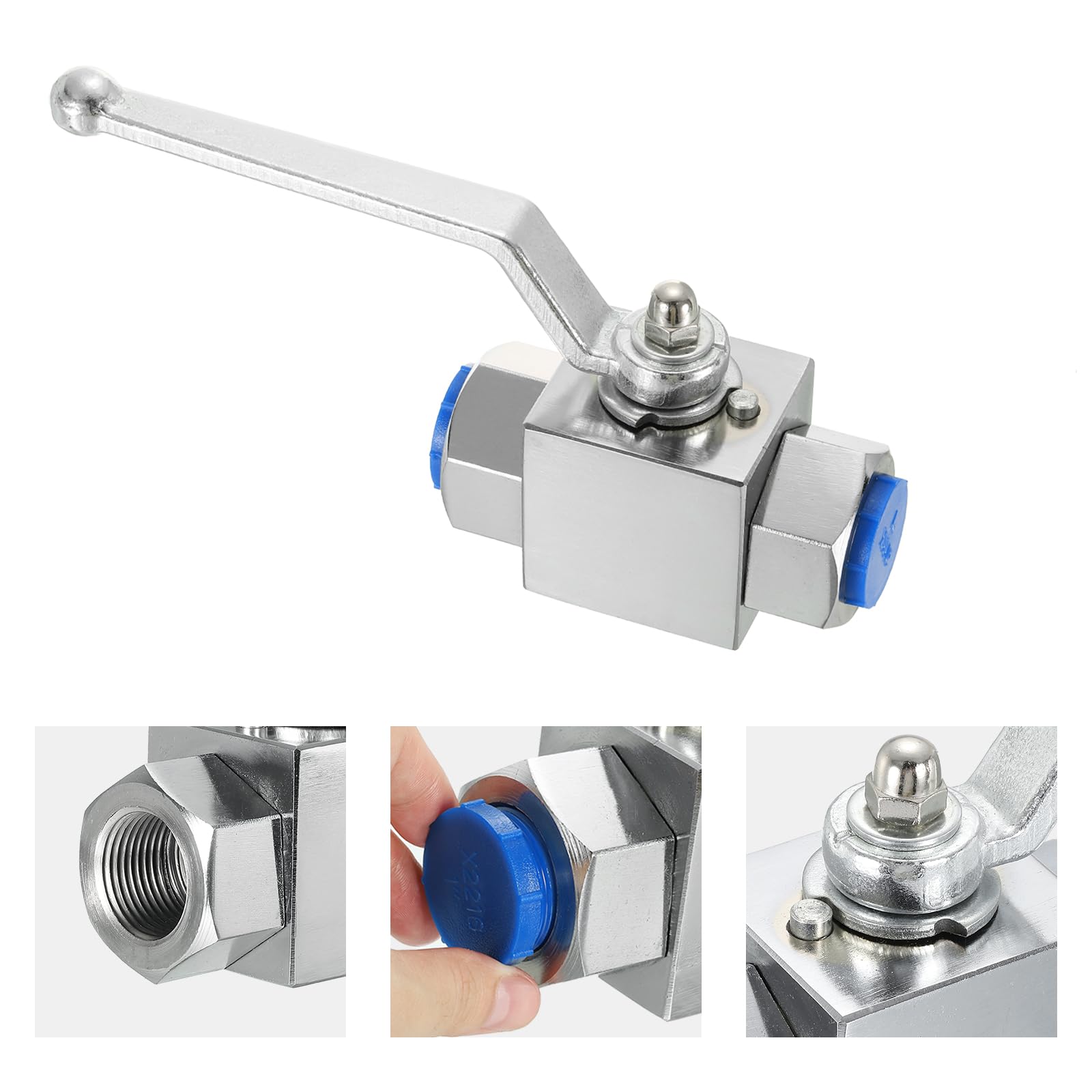 PATIKIL Hidráulica Bola Válvula, 2 vías 1 pulgadas NPT Hembra Alta Presión Bola Válvula 4568 PSI(31,5 MPa) Carbono Acero Hidráulica Cierre Válvula para Agua Aceite