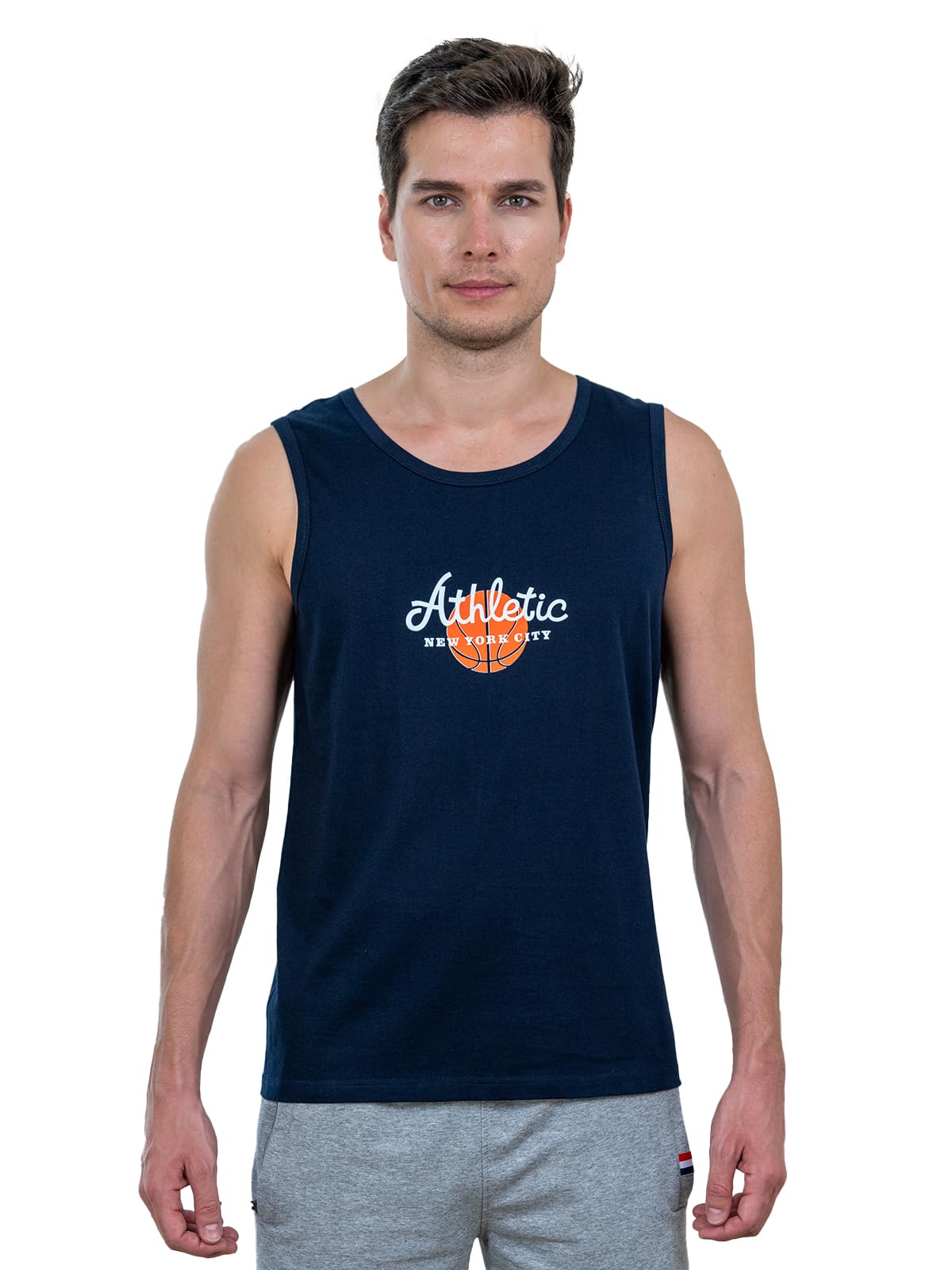 Men's Cotton Regular Fit Printed Round Neck Gym Tank Top | Tang Top-image-49