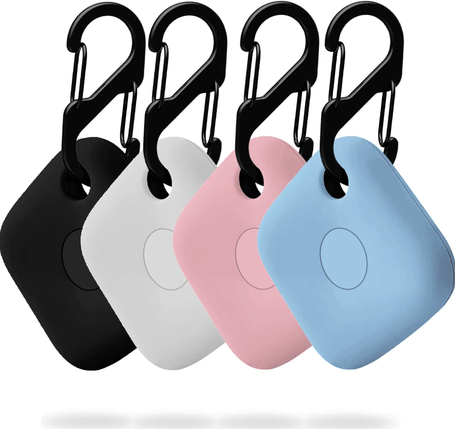 【4 Pack】 Silicone case for Anker SmartTrack Link Holder, Anker SmartTrack Link case, for Anker Tracker Holder, with Keychain/Lanyard, for Anker GPS Item Finders Accessories, Black+White+Pink+Blue-image-28