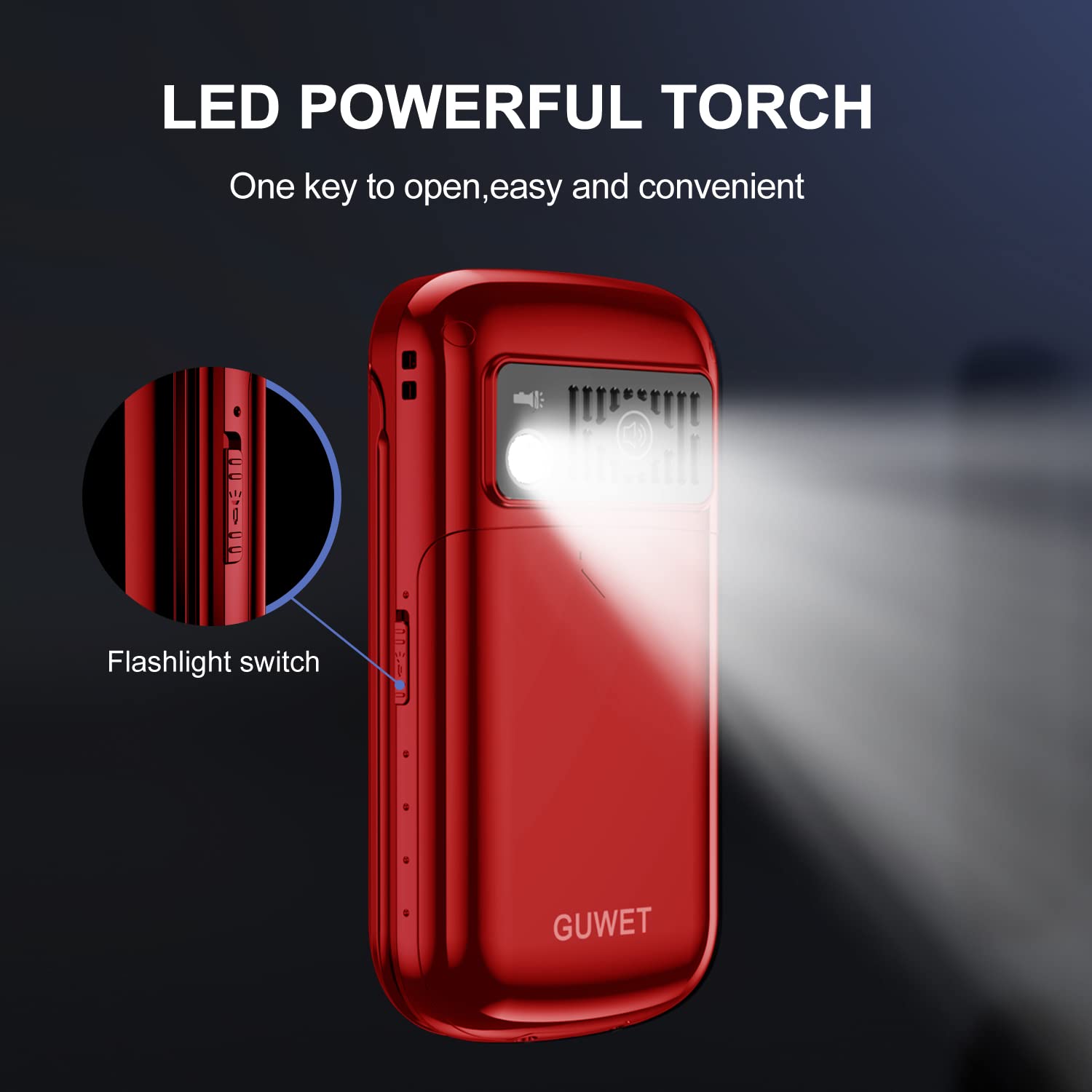 Teléfono Móvil con Tapa para Personas Mayores Dual SIM Telefono Móvil Basico con Teclas Grandes, Pantalla de 2,4 Pulgadas, 1400mAh Batería,Botón SOS, Fácil de Usar (Rojo)