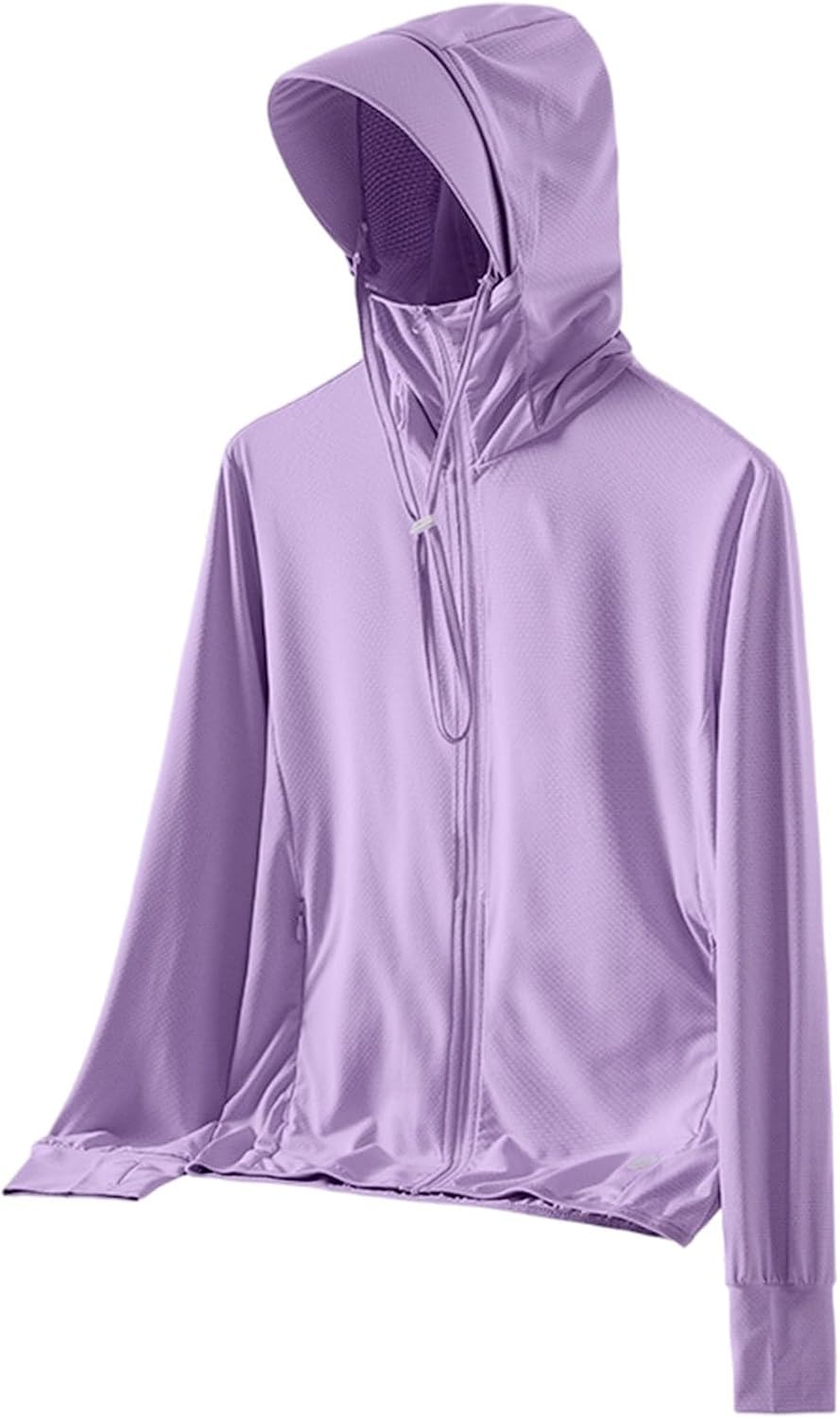 Women Hooded Sun Jacket Full Zip Lightweight Long Sleeve Outdoor Hoodie Hiking Travel UPF 50+ Coats with Pockets