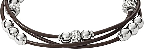 Miniatura 3 de Fossil - Pulsera de acero inoxidable y cuero genuino para mujer