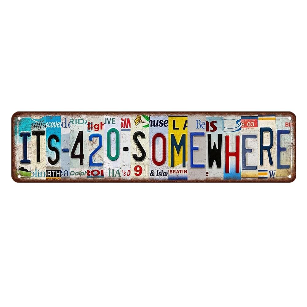 It's 420 Somewhere Metal Tin Sign Man Cave Decor For Men Its 420 Somewhere Light Up Sign Funny Street Signs Unique Wall Decor For Home Bar Diner Pub 16 X 4 Inches