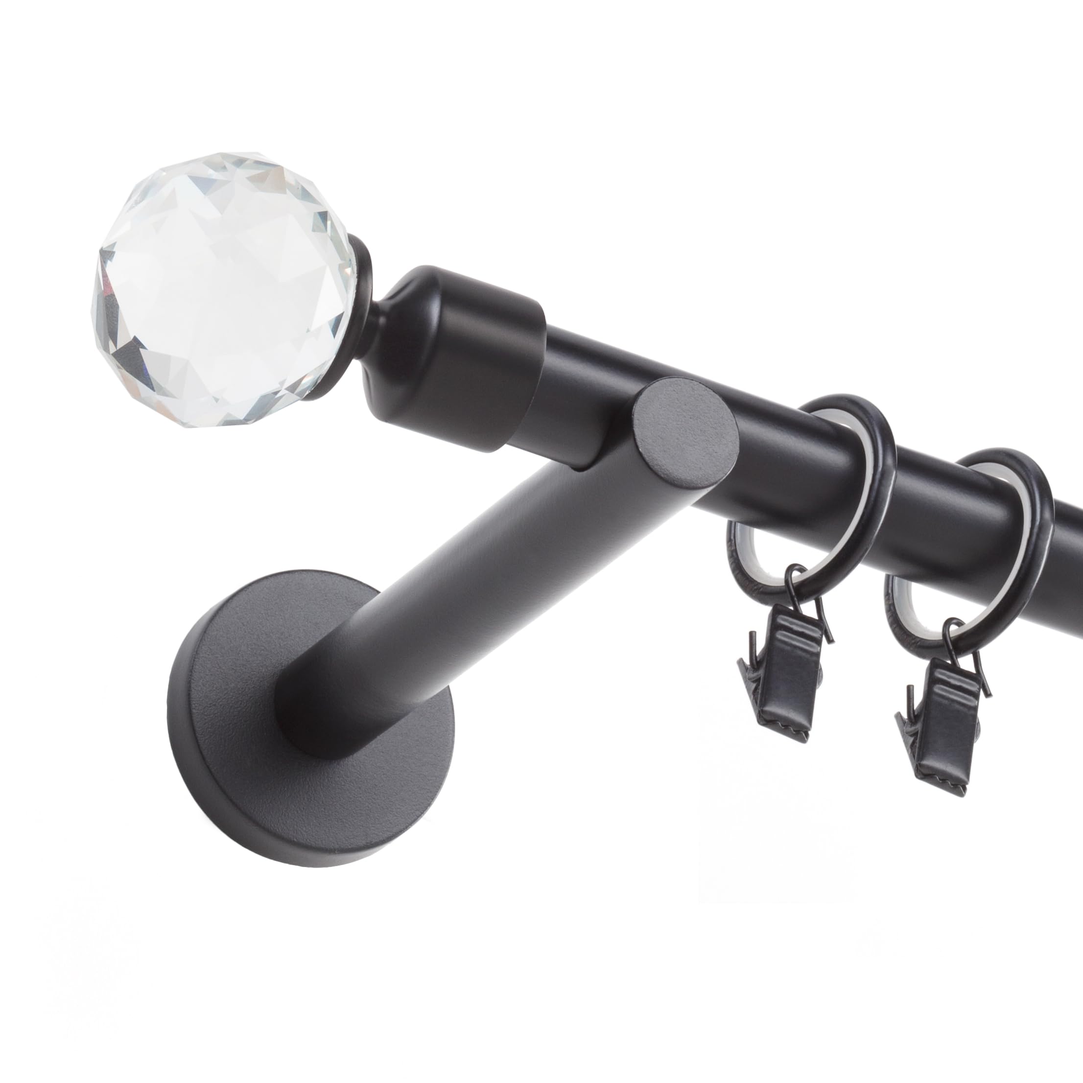 Gardinenstange Schwarz - Gordijnroede 540 cm - Elegante Modern Vorhangstange - 1-läufig stange vorhang - Karniesabschluss wählbar - Vorhang Stangen Schwarz Globe