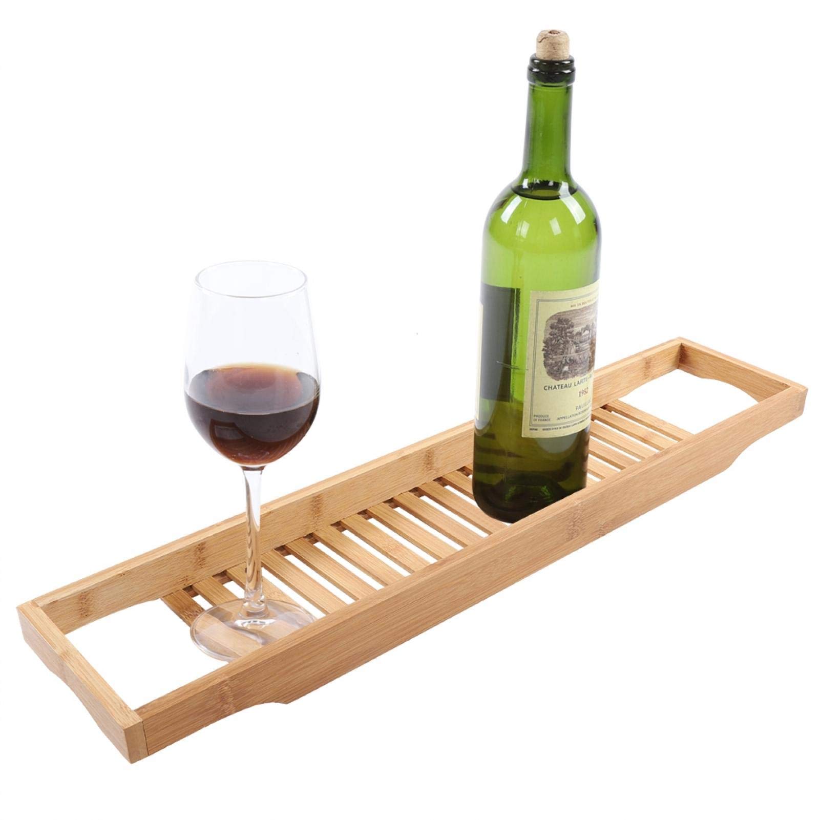 Bandeja de bambú para bañera de Primera Calidad, Bandeja de Madera expandible con Libro, Idea de Soporte para Vino para Seres Queridos