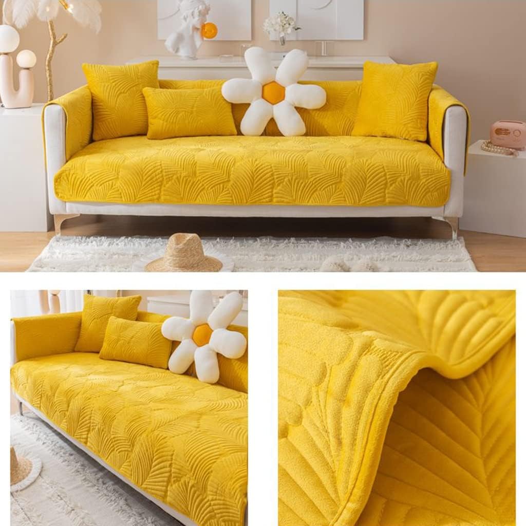 Couch Covers Sectional L Shape Sofa Cover Pure Color Dutch Velvet Couch Cover 3 2 4 1 Seater Nordic Modern Sofa Slipcover Quilted Non-Slip Furniture Protector(Ee,90x90cm)