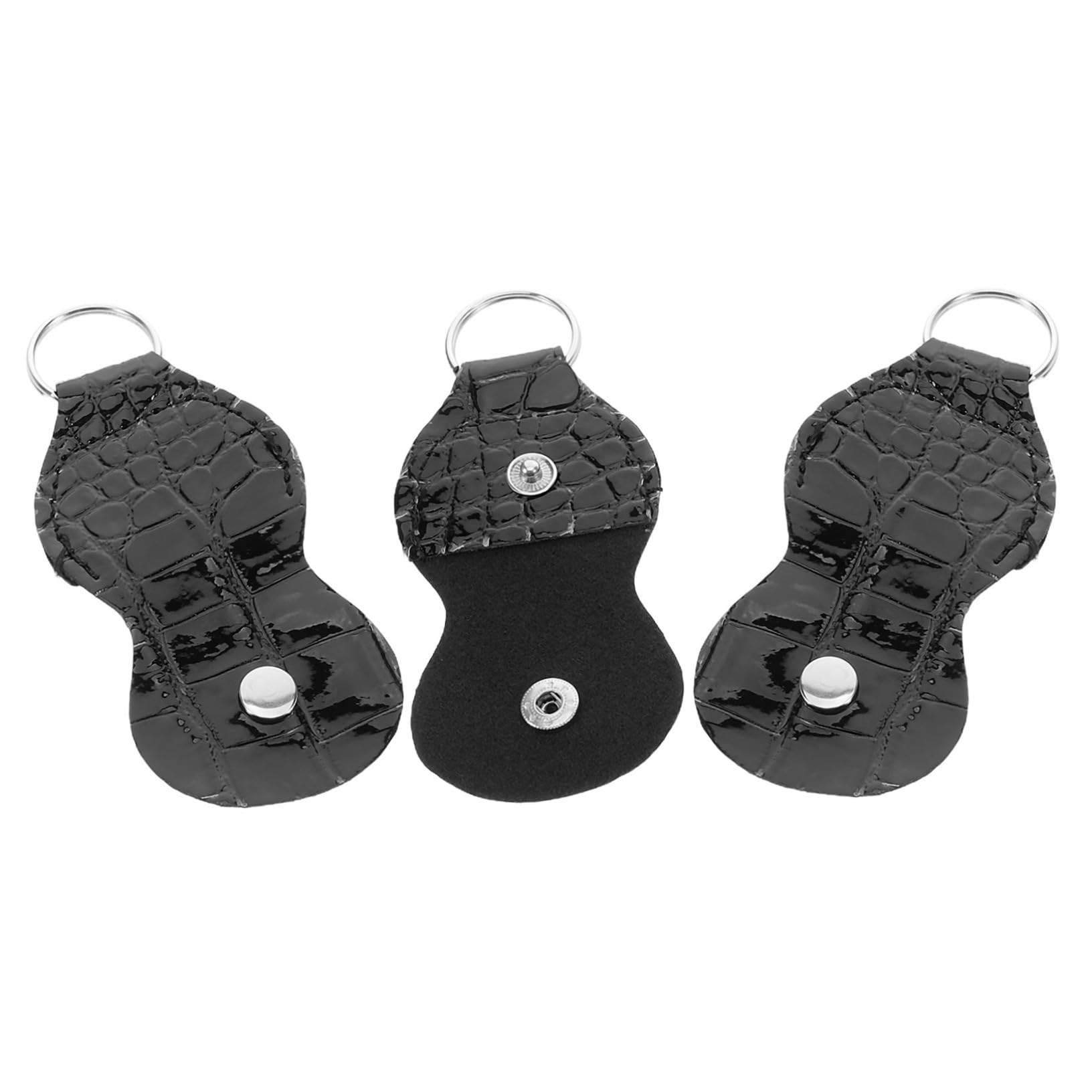 HANABASS 3pcs Portable Lightweight Guitar Pick Holder Case Keychain Stylish PU Leather Plectrum Bag for Guitar Players Dual Functionality for Picks and Keys