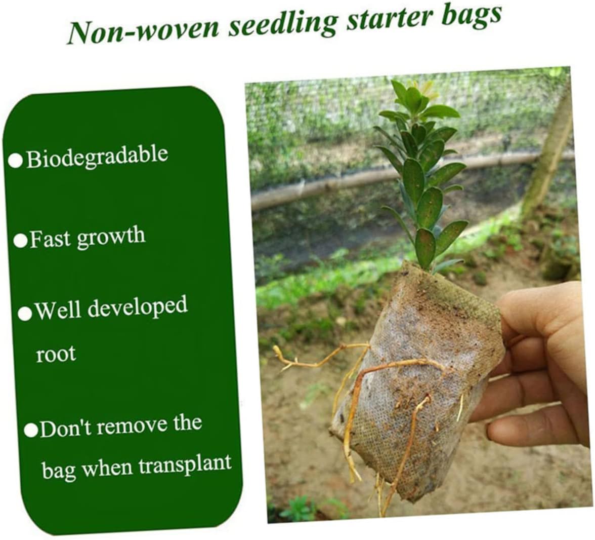 200pcs Seedling Bags Non-Woven Plant Grow Bags Square Transplanting Plant Pouches