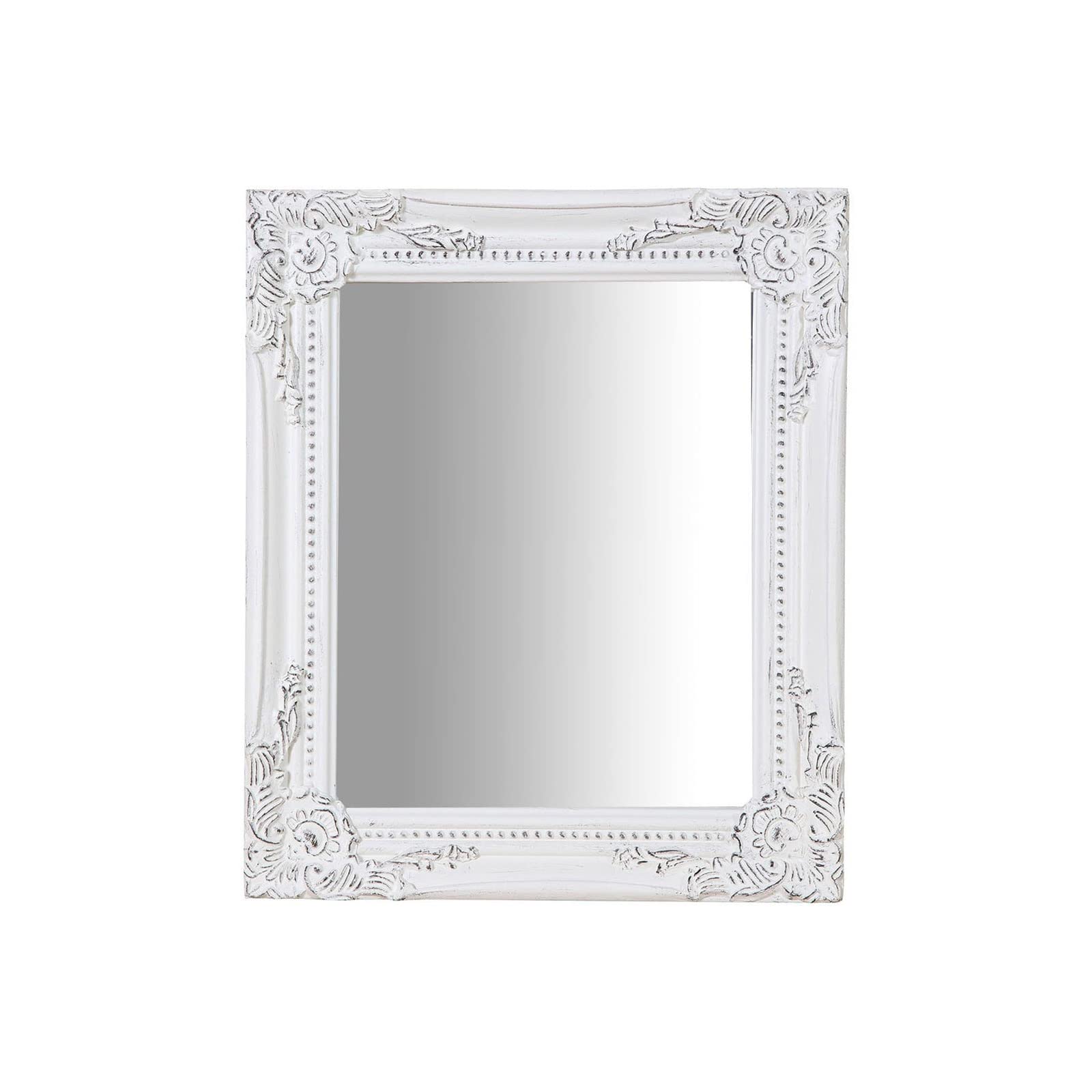 Miroir fabriqué en Italie bois blanc style baroque authentique