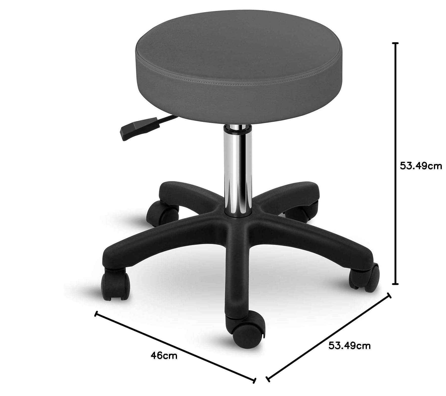Physa Rollhocker Arbeitshocker mit Rollen Drehhocker Aversa Grey (grau, höhenverstellbar, max. 150 kg)