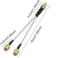 Vista 2 de XMSJSIY SMA Y Cable divisor SMA hembra a doble macho coaxial RG316 adaptador de cable de extensión para módulo de tarjeta de red GSM/GPRS/WiFi -5.9