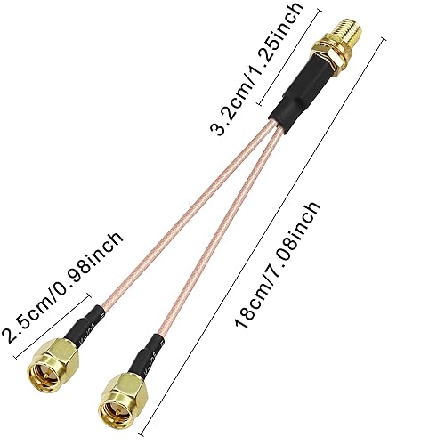Miniatura 2 de XMSJSIY SMA Y Cable divisor SMA hembra a doble macho coaxial RG316 adaptador de cable de extensión para módulo de tarjeta de red GSMGPRSWiFi -5.9