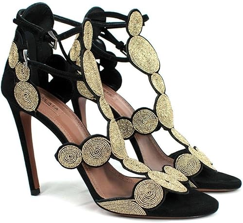 Alaia Zapatos de tacón Negros y Dorados Bordados Segunda Mano
