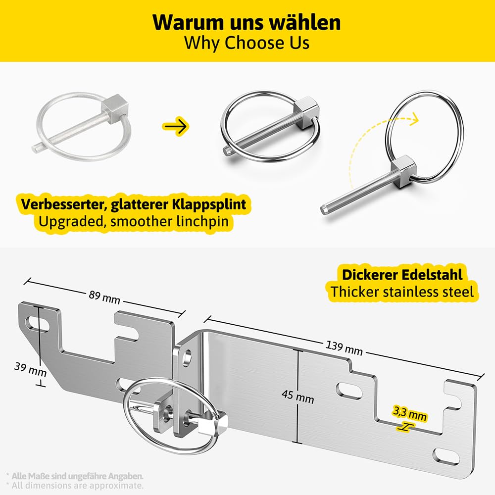 Siegvoll Hecktürverriegelung Einbruchschutz H1 / H2 Dach - Kein Bohren Hecktür Prick Stop Gerät mit Upgrade Klappsplint, Wohnmobil Zubehör für Fiat Ducato, Jumper, Boxer X250 X290