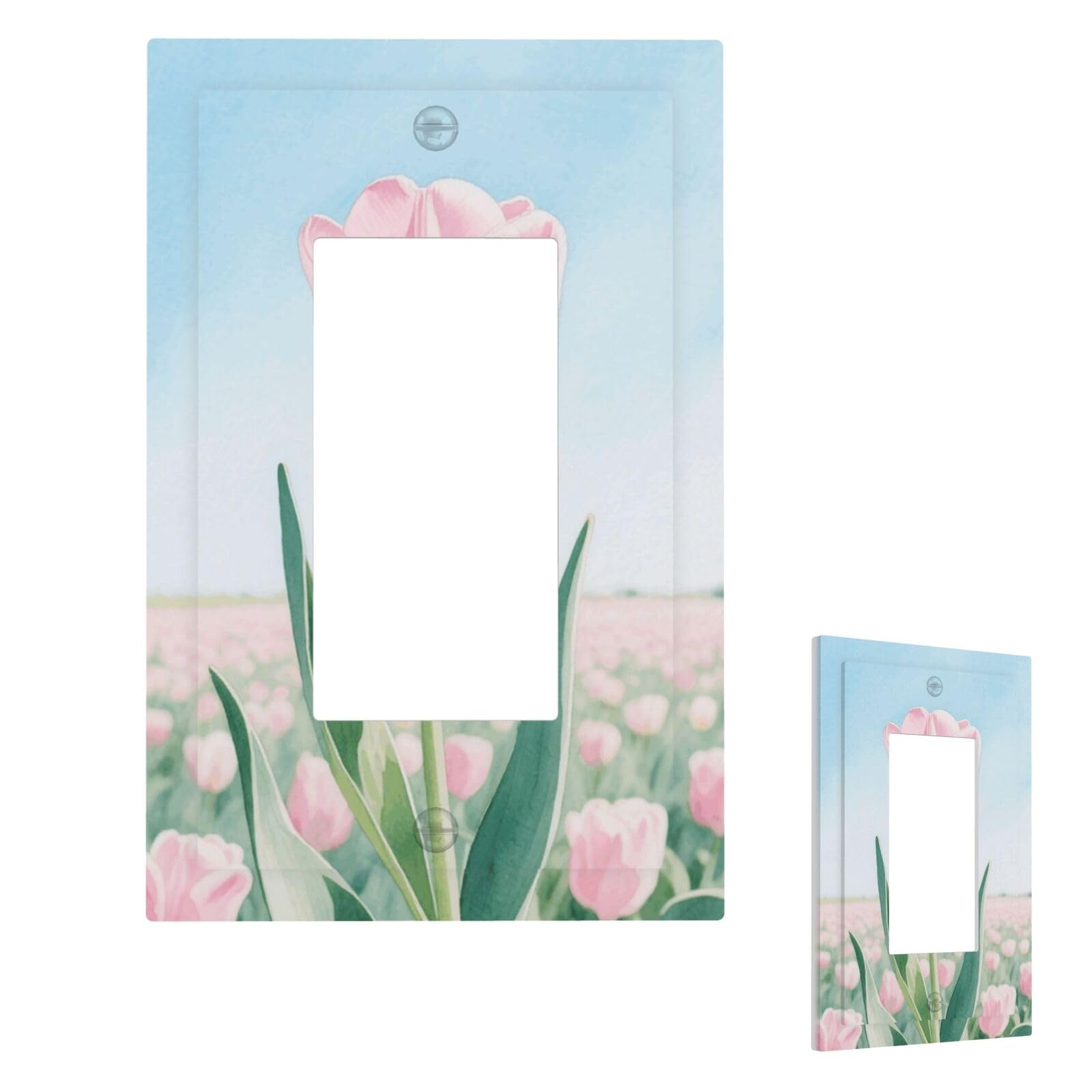 Fekiloot 1 Gang Flowers Wall Plate Cover Modern Decorative Light Switch Cover Unbreakable Receptacle Outlet Covers For Living Room Bedroom Home Decor