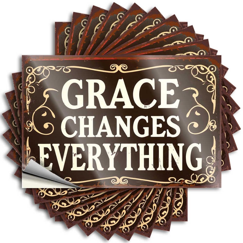 Bar Room Decor Bookish Lettering Sticker - Grace Changes Everything: A Inspirational Quote Sign Removable Decal Cover Easy Peel for Antimicrobial(12X18CM)