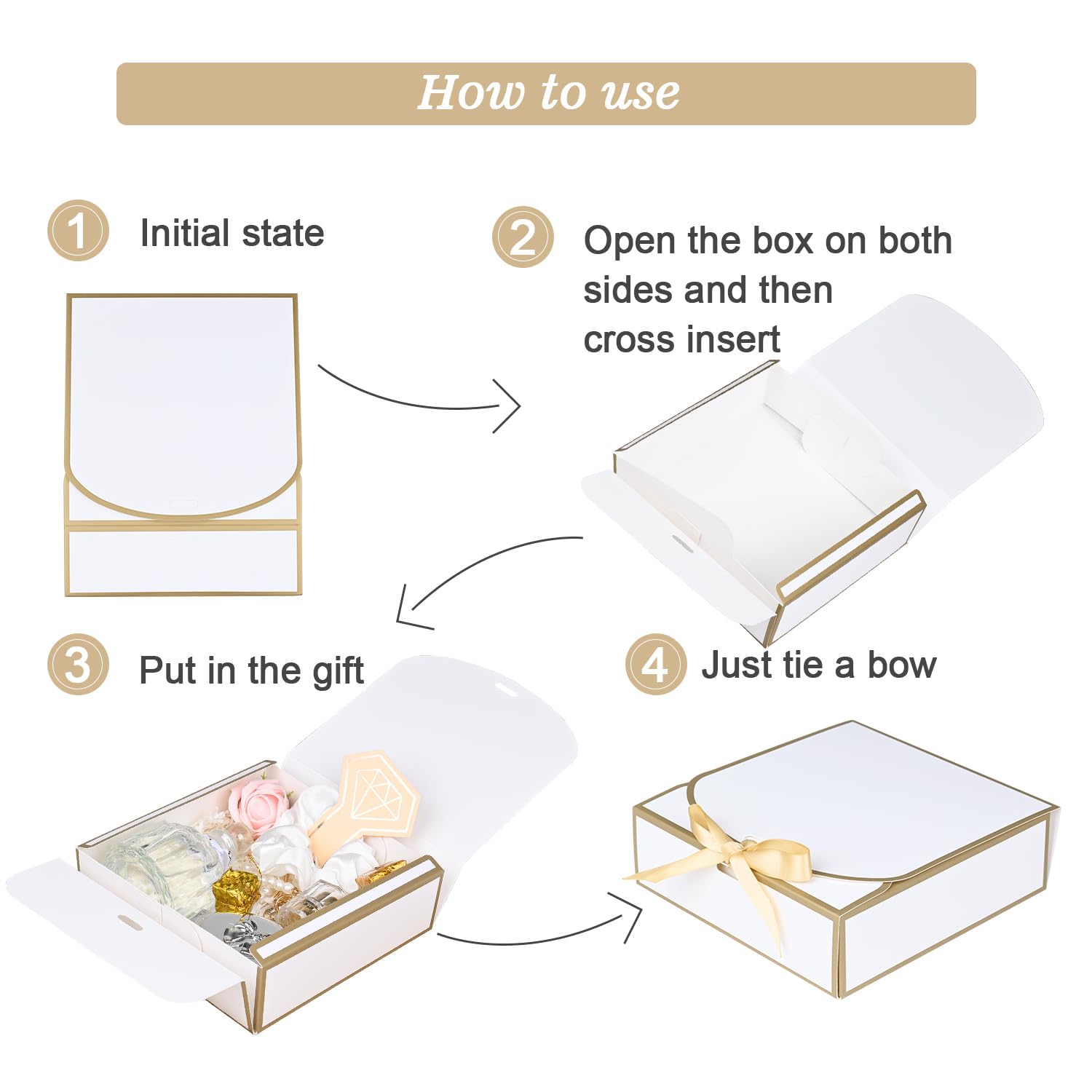 10Pack Small Gift Boxes, 6.5''x6.5''x2'' White Gift Boxes with Ribbon, Small Boxes for Gifts Birthday Wedding Party Valentine's Day Mother's Day