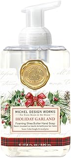 Michel Design Works Foaming Hand Soap, Holiday Garland, Beautiful Square Container with Pump