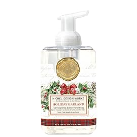 Michel Design Works Foaming Hand Soap, Holiday Garland, Beautiful Square Container with Pump