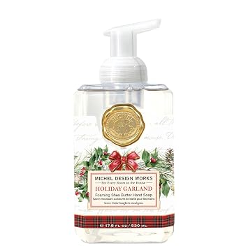 Michel Design Works Foaming Hand Soap, Holiday Garland, Square Container with Pump