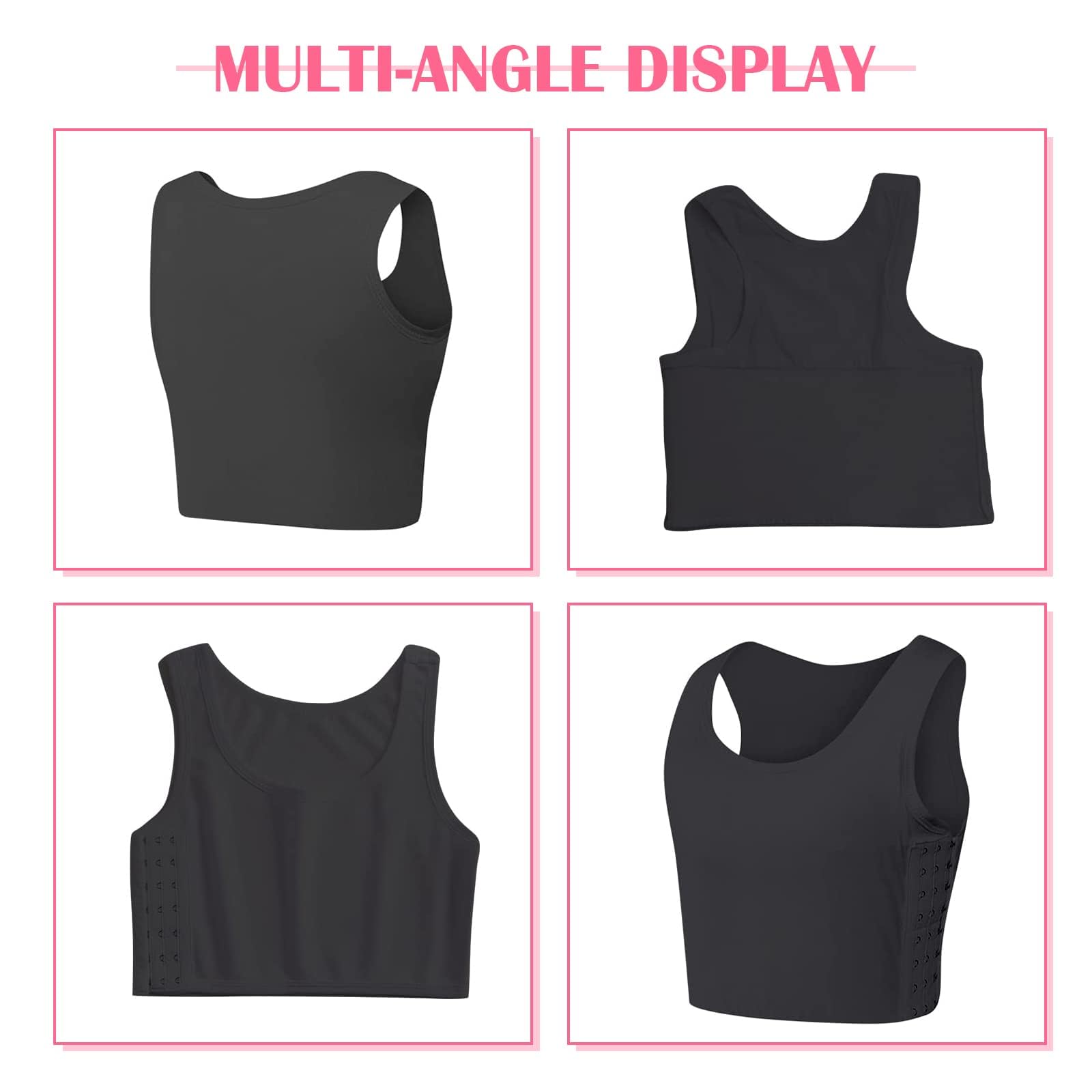 Chest Binder Trans Binder Unterwäsche Tanktops Vendage Trans Breathable Side Haken Bustier BH Damen Korsett Sport BH Tank Tops atmungsaktiv Korsetts Kurz Tomboy Kurzer Chest Binder Top für Damen