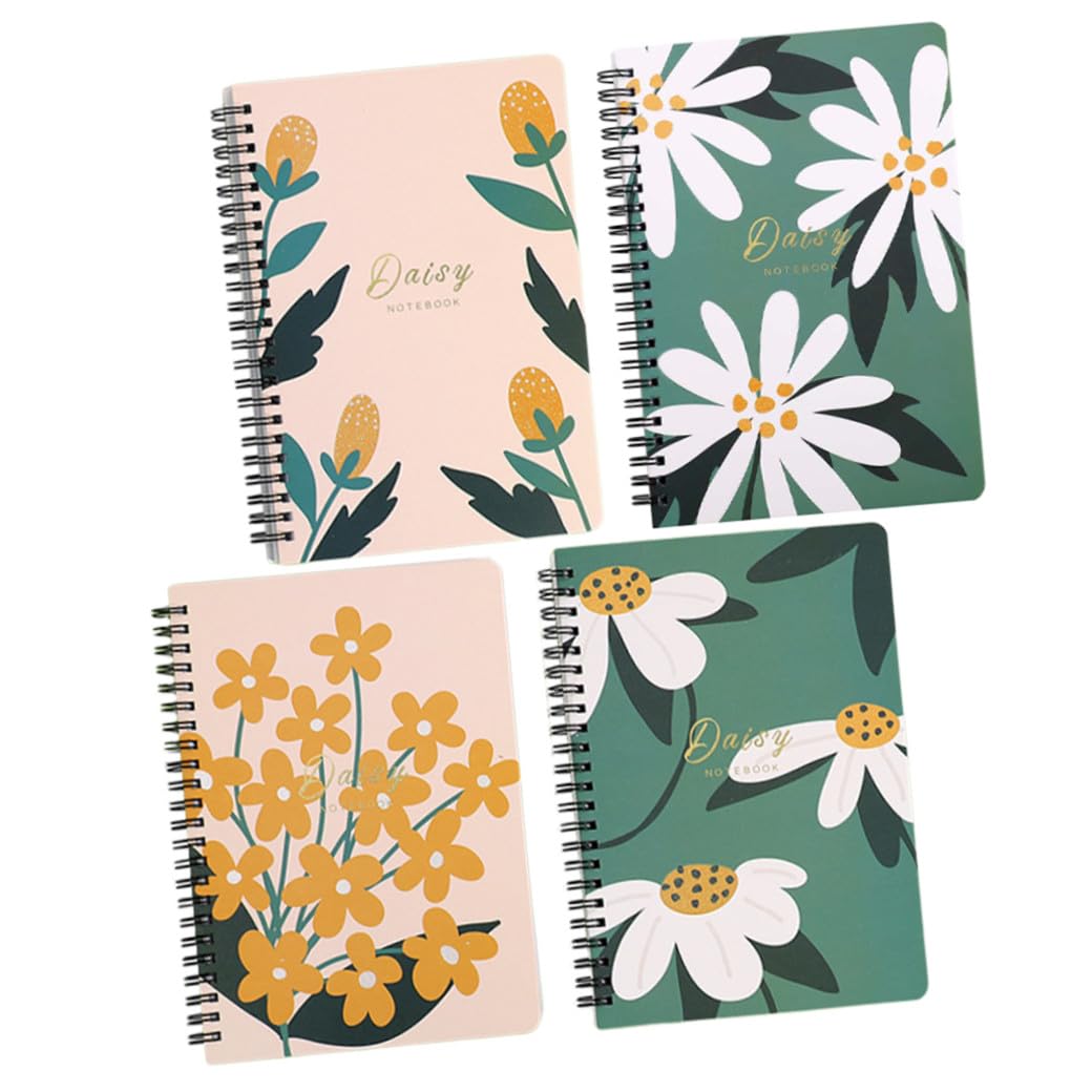 OSALADI 4 Pièces Spirale Floral de Cahiers Lignés pour Écriture Pratique et Élégant pour Notes et Journalisation
