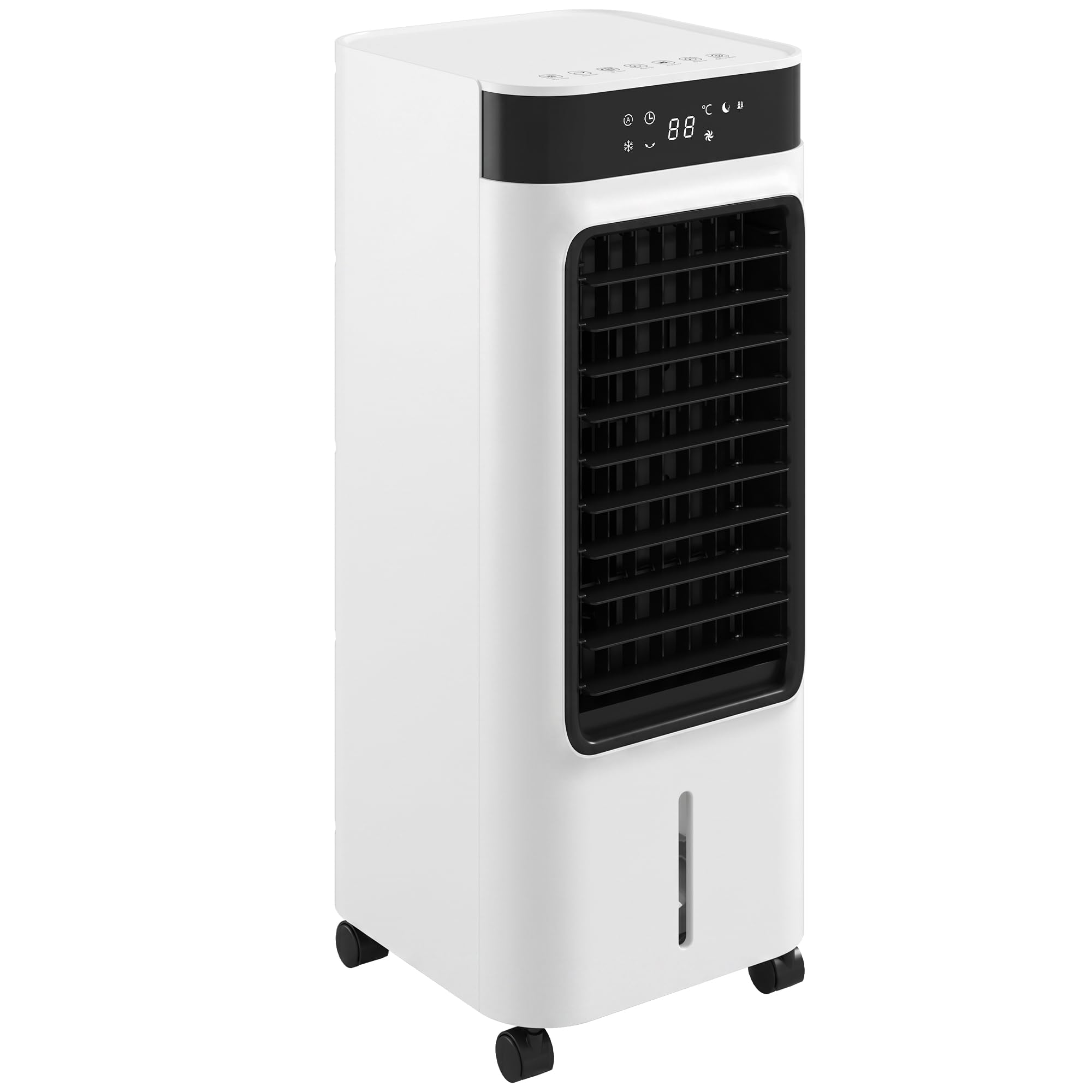 HOMCOM Refroidisseur d'air portable 3 en 1 refroidisseur humidificateur et ventilateur, oscillation 48°, 3 vitesses 3 modes, réservoir d'eau 7L, blocs de glace, télécommande, panneau tactile, blanc