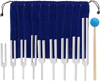 Tuning Fork Set,9pcs 174/285/396/417/528/639/741/852/963HZ Sound Healing Tool Heart Chakra Perfect Healing Musical Instrument Tuner Device