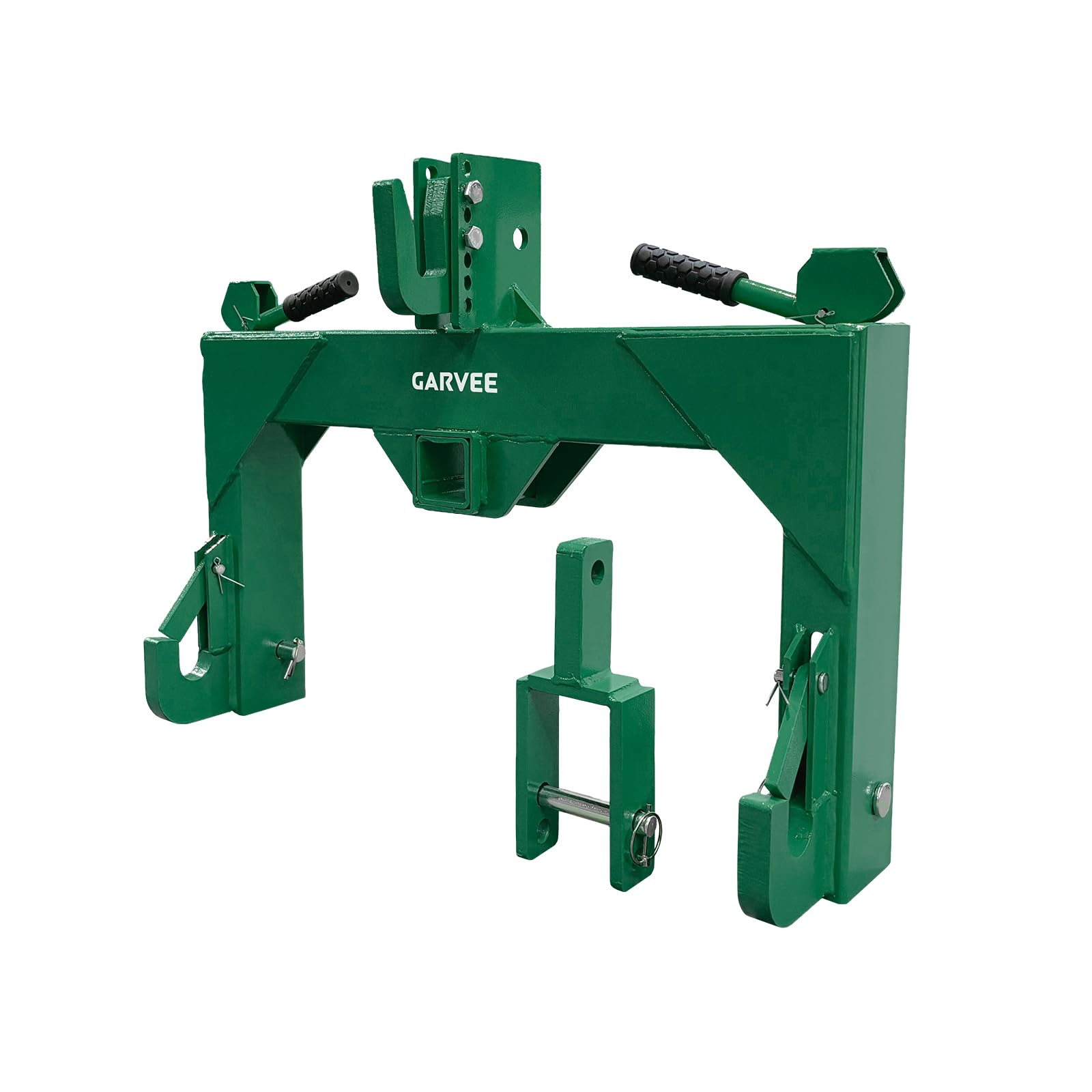 Garvee 3 Point Quick Hitch, 1360 kg Lifting & Towing Capacity, Quick Hitchs with 5‑Level Adjustable Top Hook, Lock‑and‑Release Control Lever, Adapter Sleeve for Category 1 2 Tractors, Lawn Mowers