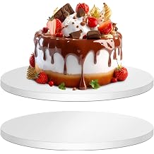 2 Pack Cake Drums 14 Inch, 1/2" Thick Cake Boards White Cardboard Sturdy Corrugated Circles Base Food-graded Plate Tray Decorating Supplies for Baby Shower Fathers Day Wedding Birthday