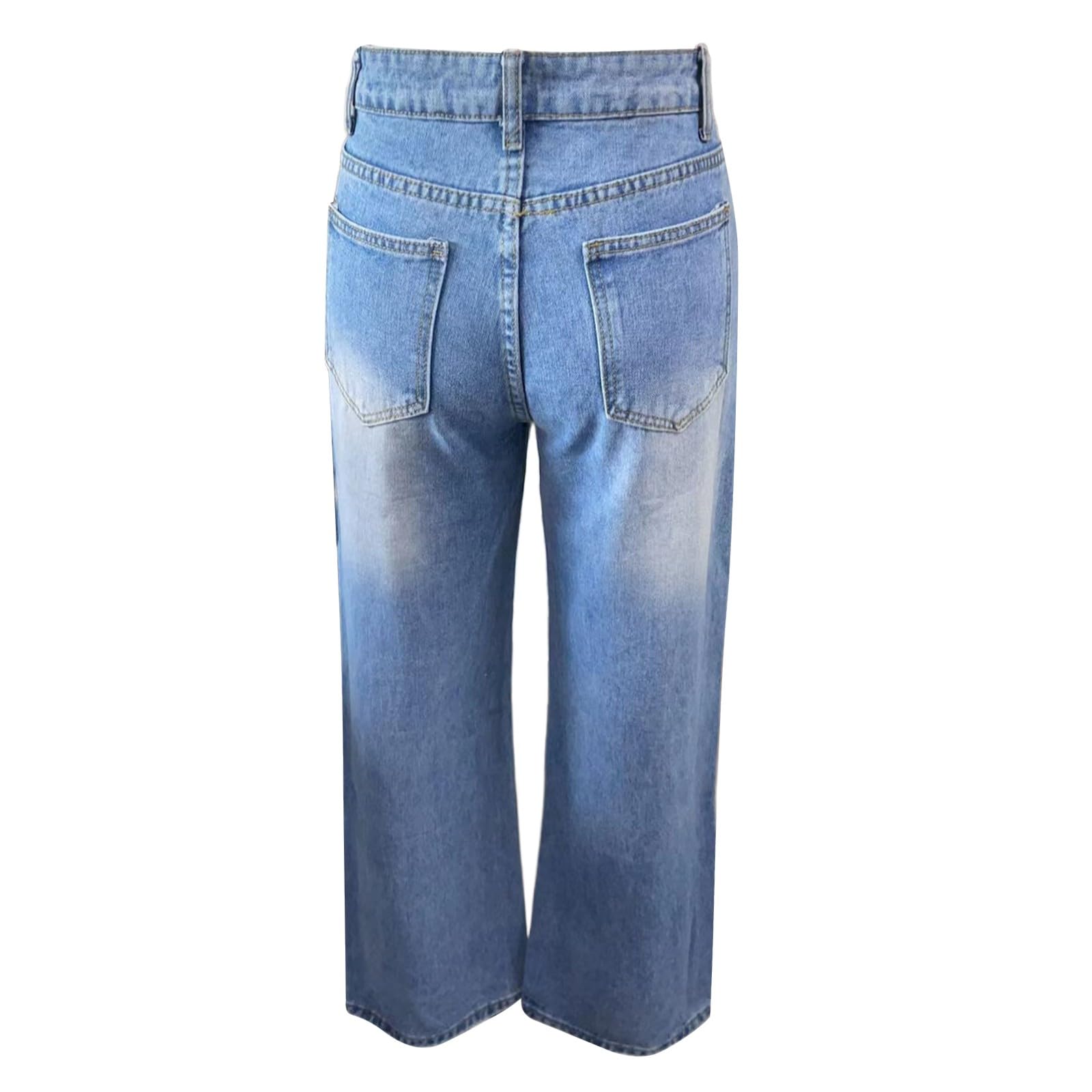 Générique Pantalon De Grossesse à la déchiré et brodé pour Dames Pantalon Molleton (Blue, L)