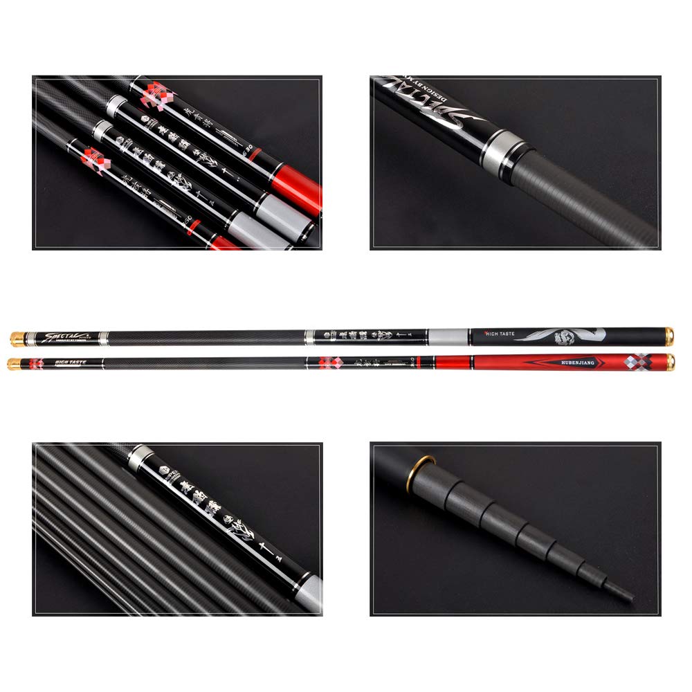 Caña de Pescar con Mosca 1/9 Power Super Hard Hard Rod 3.6M-6.3.0M Carbono Telescópico Carpa Transporte Poste de Mano Accesorios de Pesca