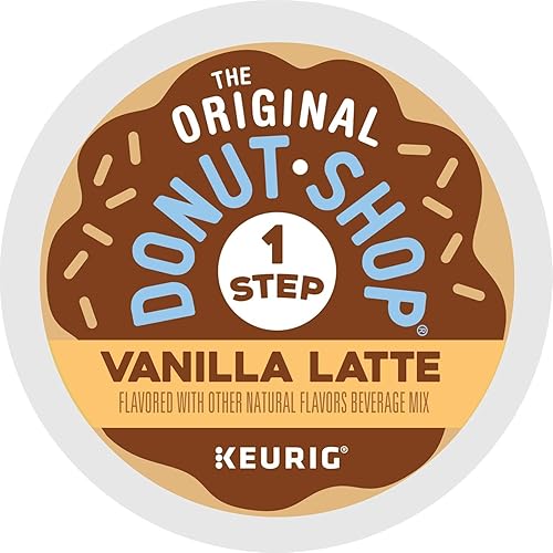 The Original Donut Shop Vanilla Latte, Single-Serve Keurig K-Cup Pods, Flavored Coffee. Delightfully creamy. Deliciously dreamy. A Satisfyingly Sweet reward filled with Vibrant Vanilla Flavor! - Vanilla Latte - 80 Count (Pack of 1)