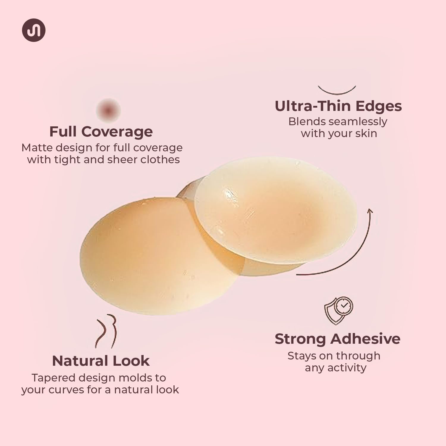 Bodyband Nipple Cover Reusable For Women Thin Silicone Nipple Pasties For Women Reusable to Cover Under Bra Skin Friendly Adhesive Nipple pads for Women, Girls Breast Nipple Cap Nipple Pasties -4Pair 1
