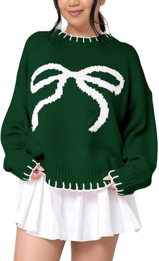 Women Y2K Bow Knit Sweater