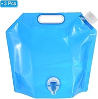 Vista 3 de PATIKIL Bolsa de contenedor de agua plegable de 1.3 galones con espita, paquete de 3 contenedores de agua plegables de polietileno para camping