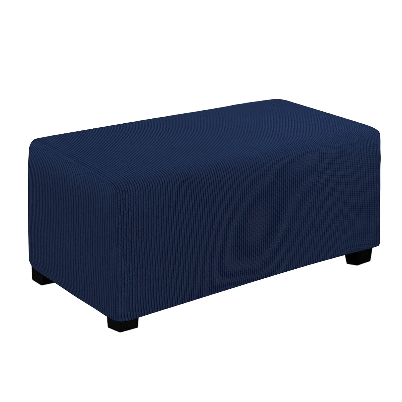 Easy-Going Stretch Ottoman Cover Folding Storage Stool Furniture Protector Soft Rectangle slipcover with Elastic Bottom(Ottoman Large,Navy) — image 1