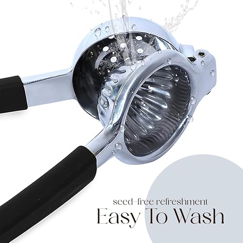 Miniatura 5 de Exprimidor de limón de acero inoxidable y prensa de lima, exprimidor manual de cítricos resistente y prensa de jugo de mano para limones, limas y