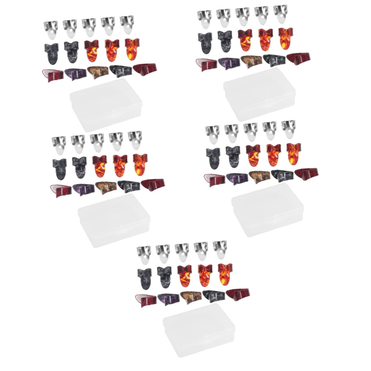 Mikinona 5ensembles Set De Médiators Plastique Et Pour Guitare Des Doigts Et Confort Pour Musiciens Boîte De Rangement Aléatoires