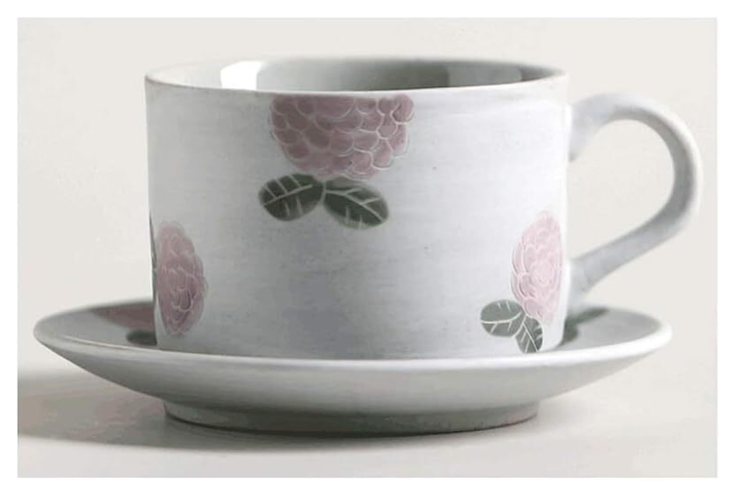 Ręcznie rzeźbiony kubek do kawy i zestaw spodków 210 ml, ceramiczny zestaw filiżanek i spodków, kubek do kawy wielokrotnego użytku do kawy, mleka, soku, herbaty (kolor: zielony)