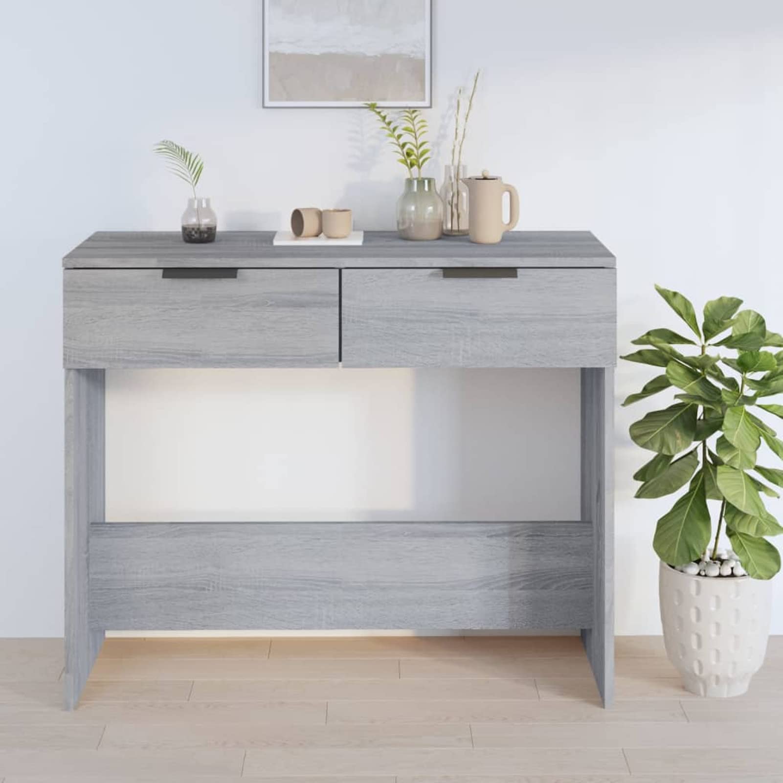 Homgoday Mesa Consola Madera contrachapada Gris Sonoma 90x36x75 cm Mesas auxiliares de salón,Mesa Consola Recibidor Mueble de Entrada Estrecha Clásica