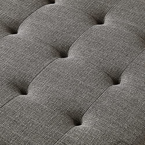 24Kf BEN5072003 Large Square Upholstered Tufted Linen Ottoman Coffee Table thumb #3