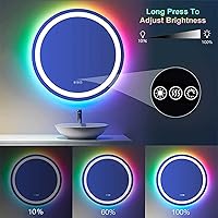 Vista 6 de Espejo de baño LED, espejo de tocador de baño iluminado inteligente, control táctil, antivaho, función de memoria, espejo de tocador retroiluminado