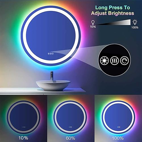 Miniatura 6 de Espejo de baño LED, espejo de tocador de baño iluminado inteligente, control táctil, antivaho, función de memoria, espejo de tocador retroiluminado