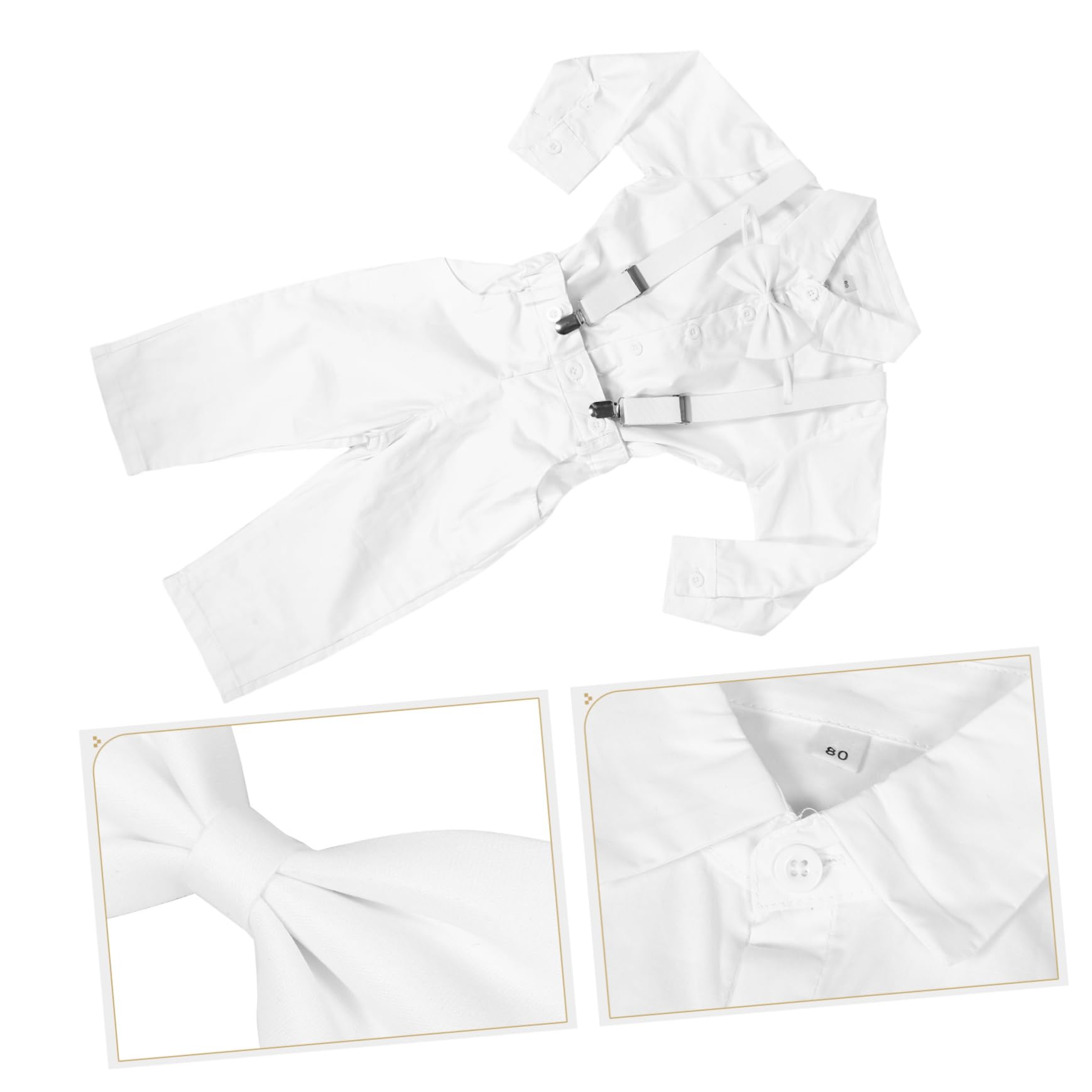 Beavorty Tenue De Gentleman Pour Bébé Chemise Habillée À Manches Longues Pour Bébé - Avec Pantalon À Bretelles À Nœud Pour Événements Formels Et Célébrations Taille Cm
