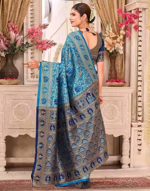 Image of Yashika Women's Banarsi Silk Saree with Blouse Piece for Traditional Ethnic Wear Sari