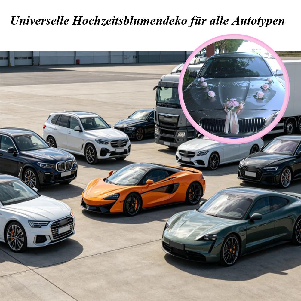 Autoschmuck Hochzeit 1 Stück Hochzeitsauto Auto Hochzeitsdekoration Brautauto Deko Motorhaube Dekoration Blumenschmuck Hochzeitsgirlande Autodekoration für Hochzeitsfeiern Familientreffen