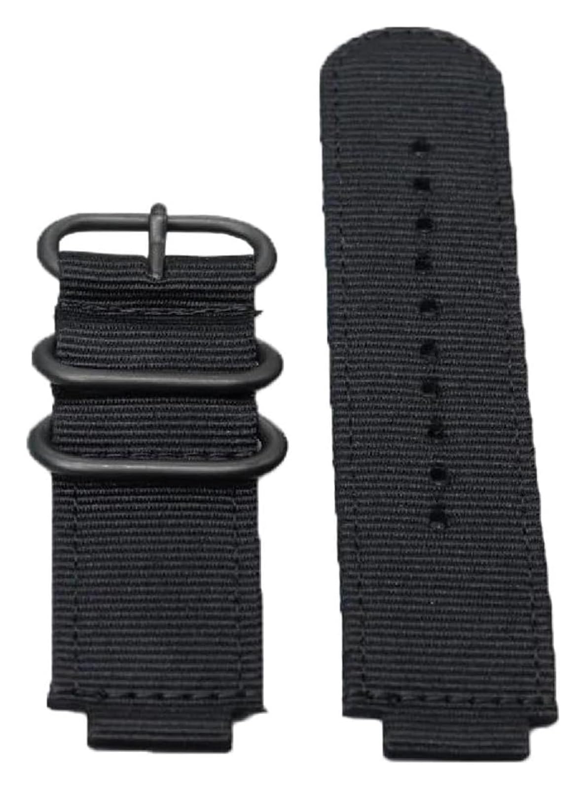 Bracelet de montre en nylon noir pour homme, robuste et ajustable en toile modifiée